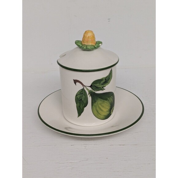 Tiffany & Co. Other - Rare Tiffany & Co. Este Ceramiche Hand Painted Large Fruit Design Honey/Jam Jar